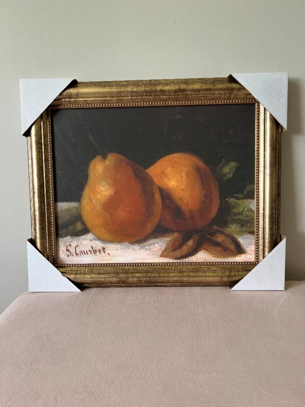 NEW  Framed Fruit Still Life Print Gold Frame Pears 17x14